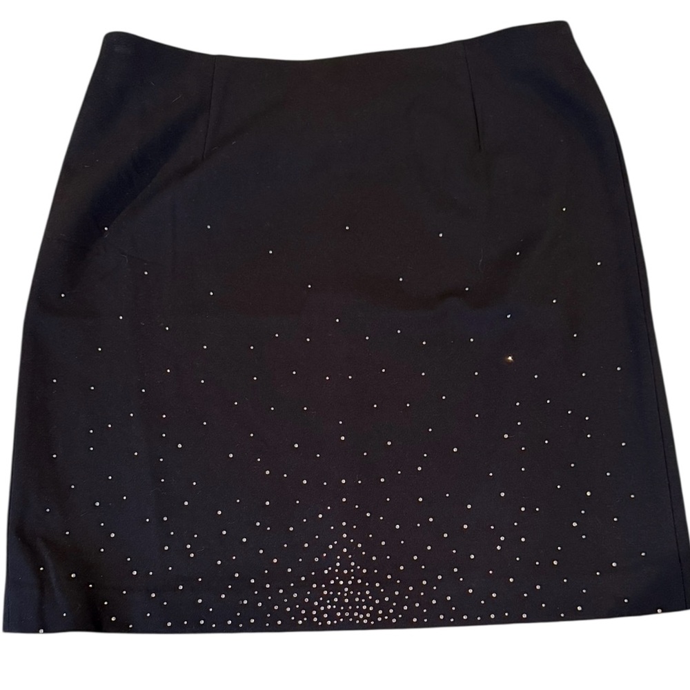Nine West Black Skirt Crystals Stretch Pull On Mini Pencil Size Medium NWT